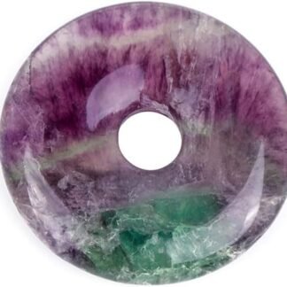 JOE FOREMAN 30mm Multicolor Rainbow Fluorite Natural Gemstone Ring Circle Donuts Pendant Charms Beads for Jewelry Making 1Pcs