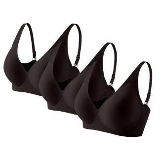 JOFOW 3 Pack Jelly Bras for Women Push Up Deep V Soft Cozy Sexy Plunge Full Coverage Everyday Bra