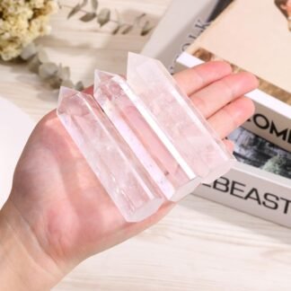 Jovivi Clear Quartz Healing Crystal Wands,3.5"-4" Natural Polishied Hexagonal Point Chakra Crystal Wand for Reiki Energy Meditation Stone Home Decor Collection Gift 1PC