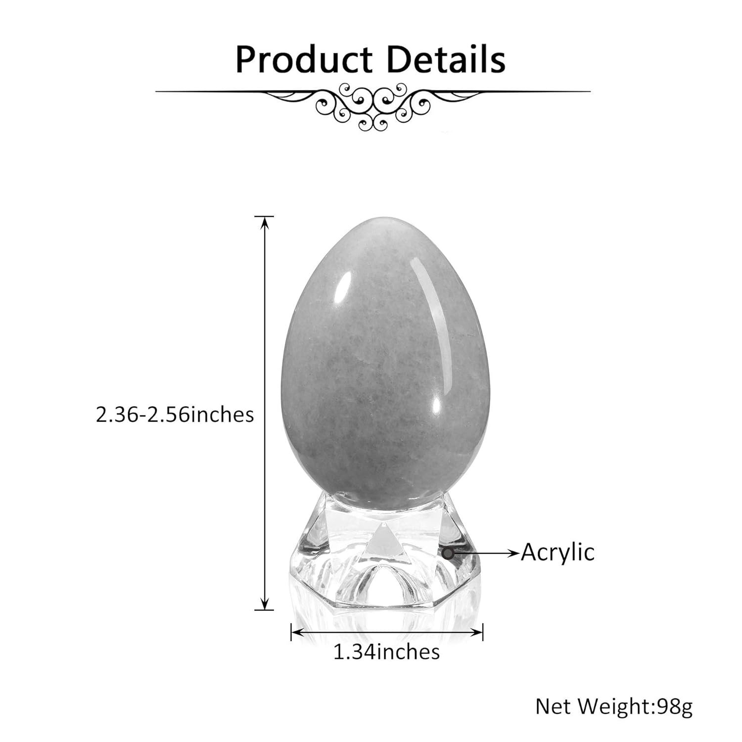 JOVIVI Natural Clear Quartz Egg Sphere Sculpture Reiki Healing Crystal Gemstone Ball Divination Figurine with Acrylic Stand for Home Decoration - lunas-mystic-emporium.com JOVIVI Natural Clear Quartz Egg Sphere Sculpture Reiki Healing Crystal Gemstone Ball Divination Figurine with Acrylic Stand for Home Decoration
