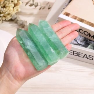 Jovivi Rainbow Fluorite Healing Crystal Wands,3.5"-4" Natural Polished Hexagonal Point Chakra Crystal Wand for Reiki Energy Meditation Stone Home Decor Collection Gift 1PC