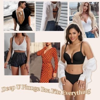 JOYSHAPER Low Cut Bras for Women Deep Plunge Cleavage Backless Bra Underwire Convertible Push up Halter Bra with Clear Straps