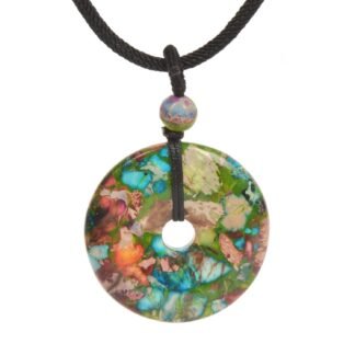 JUST IN STONES Gemstone 30mm Donut Beads Reiki Chakra Pendant Necklace Handmade Jewelry 22 Inch