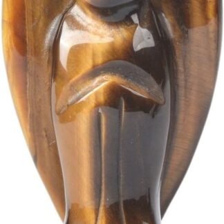 Justinstones Carved Golden Tiger Eye Gemstone Peace Angel Pocket Guardian Angel Healing Statue 2 inch