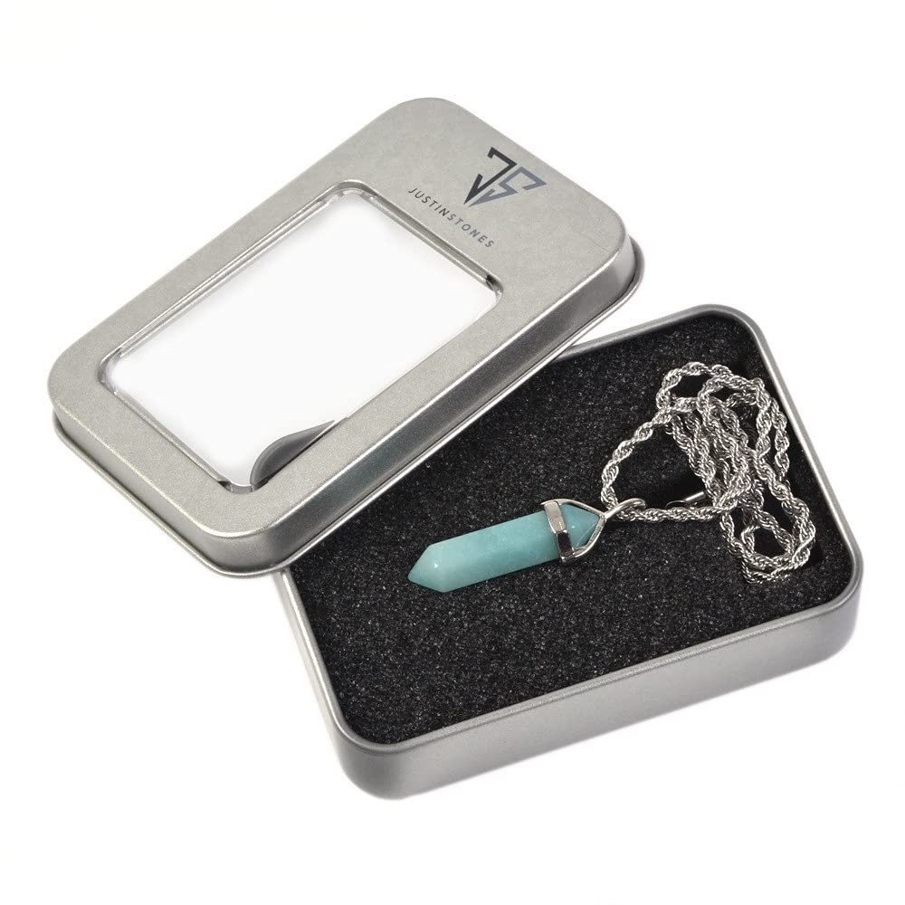 Justinstones Hexagonal Pointed Reiki Chakra Pendant Stainless Steel Chain Necklace 20 Iron Gift Box - lunas-mystic-emporium.com Justinstones Hexagonal Pointed Reiki Chakra Pendant Stainless Steel Chain Necklace 20" Iron Gift Box