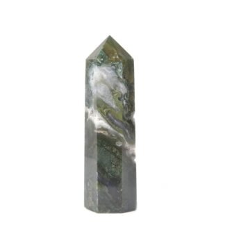 Justinstones Large Moss Agate Crystal Tower Healing Crystal Wand for Spiritual Use Hexagonal Point Reiki Chakra Gemstone Home Decor