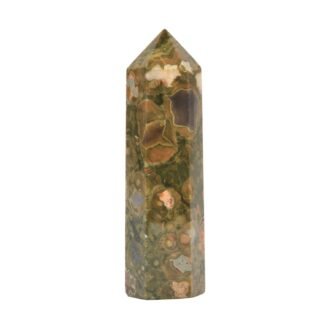 Justinstones Large Moss Agate Crystal Tower Healing Crystal Wand for Spiritual Use Hexagonal Point Reiki Chakra Gemstone Home Decor