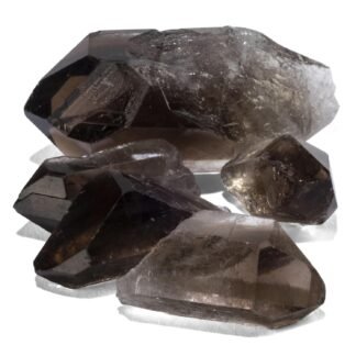 KALIFANO Smoky Quartz Points Bundle (250+ Carats) - Bulk High Energy Raw Lemurian Reiki Morion Cuarzo Crystal Used for Clarity and Purpose - Information Card Included (Family...
