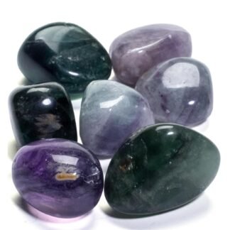 KALIFANO Tumbled Rainbow Fluorite Bundle (300+ Carats) - AAA+ Jewelry Grade Reiki Crystal - Fluorita Piedras Caidas for Wicca/Healing (Family Owned)