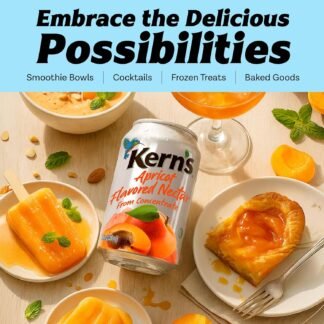Kern’s Apricot Nectar Juice - Made with Fresh Fruit Puree & Apricot Juice Concentrate for Smoothie Mix, Cocktail Mixers, Kids Drink & Beverages - 11.3oz, 24 Pack Canned Drinks