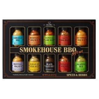 Kiri & Sons Smokehouse BBQ Gourmet Grilling Spice Set | 10-Set | Glass Bottle Seasonings, Grill Seasoning Flavors Include Caribbean, Jamaican Memphis, Jalapeno Rub, Montreal,...