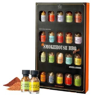 Kiri & Sons Smokehouse BBQ Gourmet Grilling Spice Set | 20-Set | Glass Bottle Seasonings, Grill Seasoning Flavors Include Caribbean, Jamaican Jerk, Jalapeno Rub, Montreal, Cajun...