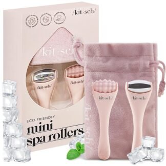 Kitsch Mini Facial Roller & Ice Face Roller Skin Care Tool Set – Stainless Steel Face Rollers to Reduce Puffiness, Redness & Headaches, Great Irritation Relief & Spa-Like...