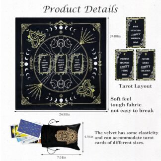 Knana Altar Cloth Witchcraft Velvet Tarot Mat Tarot Cloth for Reading with Celtic Cross Pattern - Hand