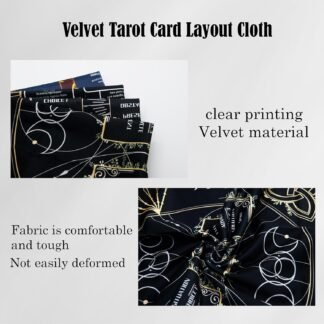 Knana Altar Cloth Witchcraft Velvet Tarot Mat Tarot Cloth for Reading with Celtic Cross Pattern - Hand