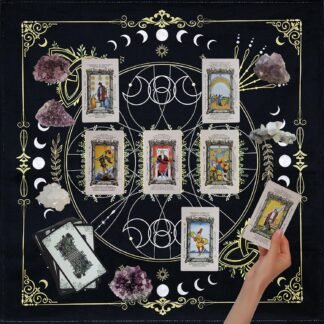 Knana Altar Cloth Witchcraft Velvet Tarot Mat Tarot Cloth for Reading with Celtic Cross Pattern - Hand
