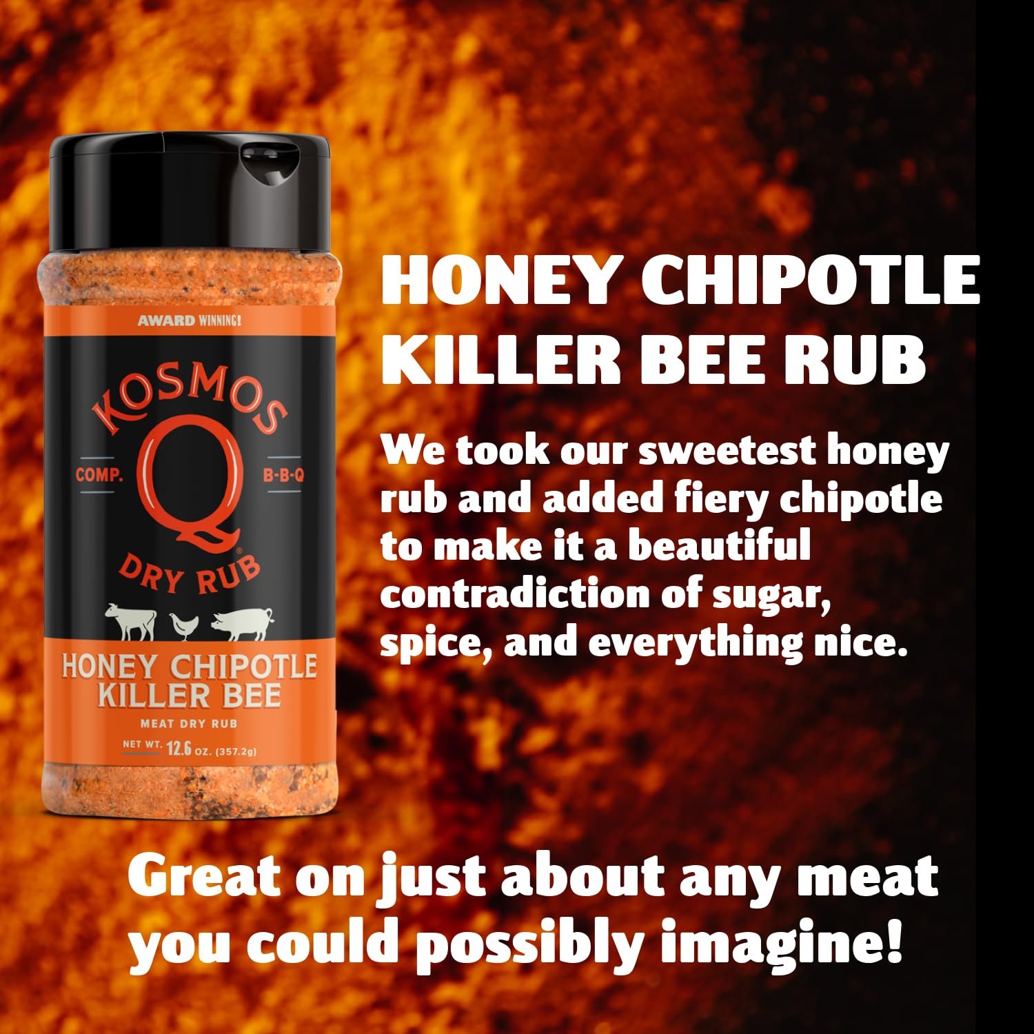 Kosmos Q Honey Chipotle Killer Bee BBQ Dry Rub Product Mixer - lunas-mystic-emporium.com Kosmos Q Honey Chipotle Killer Bee BBQ Dry Rub & Product Mixer