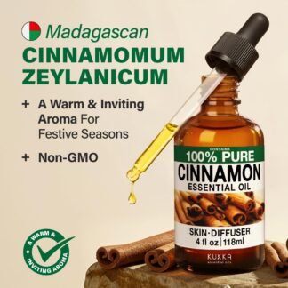 KUKKA Cinnamon Essential Oils - 4 Fl Oz - for Hair, Skin, Diffuser, Aromatherapy & DIY Soap Making Scent