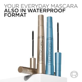 L’Oreal Paris Makeup Original Telescopic Mascara, Separating Mascara Volume and Length Formula, Washable, Black, 0.27 Fl Oz., 2 Count
