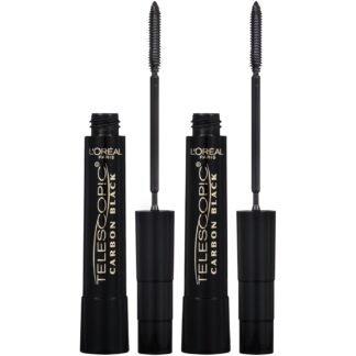 L’Oreal Paris Makeup Original Telescopic Mascara, Separating Mascara Volume and Length Formula, Washable, Black, 0.27 Fl Oz., 2 Count
