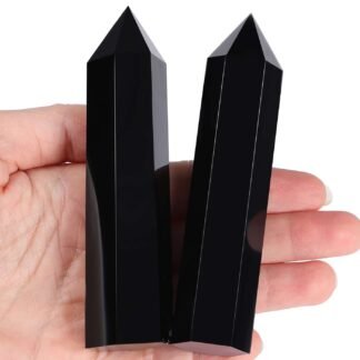 LAIDANLA Obsidian Healing Crystals Wands 3.5-4" Polishing Natural Reiki Energy Wand Stone Hexagonal Point Large Crystal Gemstones for Meditation Therapy Crystal Grid Decoration...