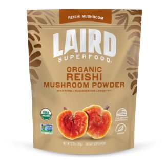 Laird Superfood Organic Reishi Mushroom Powder for Immune Support and Stress Relief, 3.17 oz. Bag, Pack of 1
