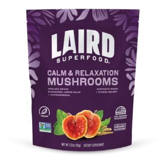 Laird Superfood Organic Reishi Mushroom Powder for Immune Support and Stress Relief, 3.17 oz. Bag, Pack of 1