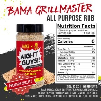 Lane's Bama Grill Master Pork BBQ Seasonings and Rubs, All-Purpose AbsolutelyFreakinKiller Savory Spicy BBQ Rub Seasoning, Made in USA, 13 Oz