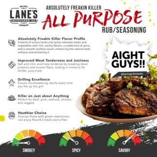 Lane's Bama Grill Master Pork BBQ Seasonings and Rubs, All-Purpose AbsolutelyFreakinKiller Savory Spicy BBQ Rub Seasoning, Made in USA, 13 Oz