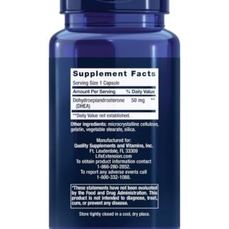 Life Extension DHEA 50 mg – Hormone Balance Supplement, Memory, Muscle Mass and Bone Density Support, Healthy Sex Drive, Gluten-Free, Non-GMO, 60 Capsules