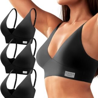 Livona Bras for Women - 3 Pack Sports Bra Bralettes with Support Workout Tops Wireless Bra Cami Crop Tank Tops