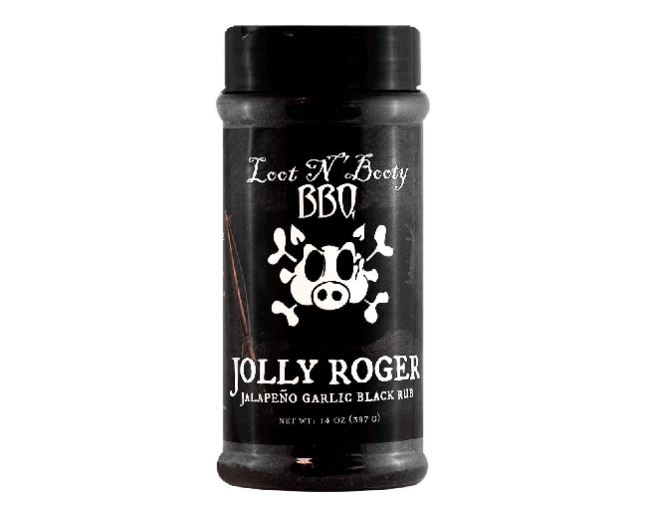 Loot N Booty Jolly Roger Jalapeno Garlic Black Rub - 14 oz - lunas-mystic-emporium.com Loot N' Booty Jolly Roger Jalapeno Garlic Black Rub - 14 oz