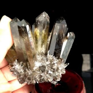 Loverain 1lb Natural Raw Quartz Crystal Cluster Healing Stones Crystal Point Specimen Home Decoration Raw Crystals (Smoky Crystal Cluster)