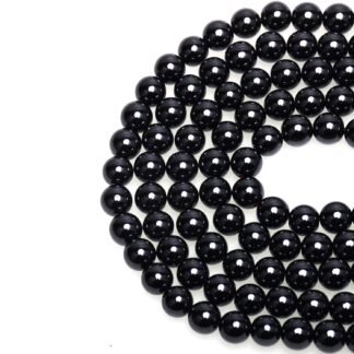 LPBeads 100PCS 8mm Black Onyx Beads Gemstone Round Loose Beads for Jewelry Making with Crystal Stretch Cord