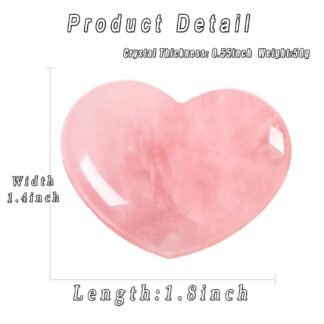 MAIBAOTA 45 mm Rose Quartz Crystals Valentine's Day Crystals Gifts for Her Women Large Heart Stone Healing Natural Reiki Gemstone Polished Heart Shaped Rocks Meditation