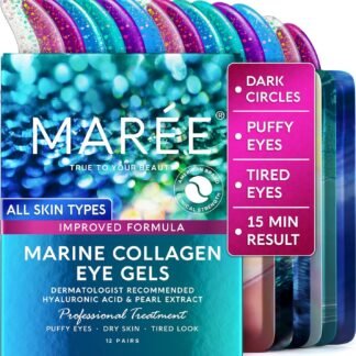 MAREE Under Eye Patches for Puffy Eyes and Dark Circles – Under Eye Mask with Collagen & Hyaluronic Acid – Undereye Mask Patches for Women – Parches para Ojeras Puffiness &...