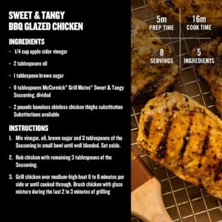 McCormick Grill Mates Seasoning, Sweet & Tangy, Grilling Seasoning for Mouthwatering Chicken, Steak, Seafood, and More, 2.9 oz