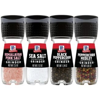 McCormick Salt & Pepper Grinder Variety Pack, Himalayan Pink Salt, Sea Salt, Black Peppercorn, and Peppercorn Medley, 6.47 oz