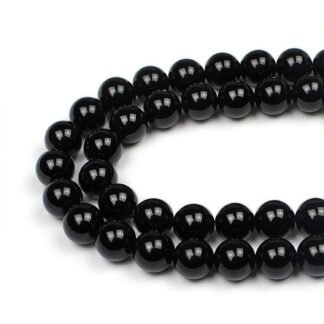 MJDCB Natural Stone Bead Black Onyx Gemstone Loose Beads for Jewelry Making Bracelet Necklace 4mm