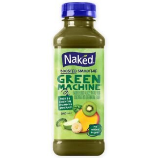 Naked Boosted Smoothie Green Machine, 15.2 fl oz Bottle - Real Fruit Juice Smoothie with Fiber, Excellent Source of Vitamin C and Vitamin E for Immune Support