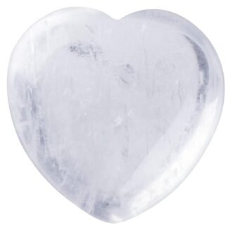 Natural 1.2" Clear Quartz Pocket Heart Love Stone Carved Palm Worry Stone Heart Shaped Healing Crystals for Chakra Reiki Balancing Therapy Meditation Home Decoration