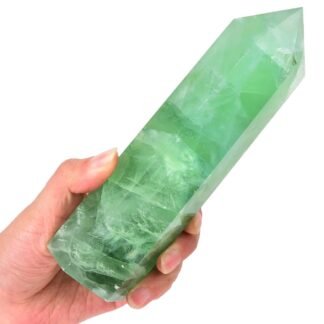 Natural Green Fluorite Obelisk Tower Large Healing Crystal Wand 6 Faceted Point Reiki Chakra Meditation Therapy 1.5-2.0 LBS