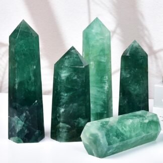 Natural Green Fluorite Obelisk Tower Large Healing Crystal Wand 6 Faceted Point Reiki Chakra Meditation Therapy 1.5-2.0 LBS