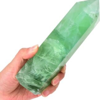 Natural Green Fluorite Obelisk Tower Large Healing Crystal Wand 6 Faceted Point Reiki Chakra Meditation Therapy 1.5-2.0 LBS