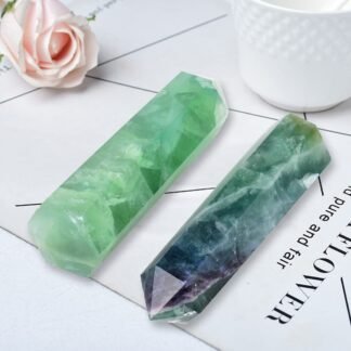 Natural Green Fluorite Obelisk Tower Large Healing Crystal Wand 6 Faceted Point Reiki Chakra Meditation Therapy 1.5-2.0 LBS