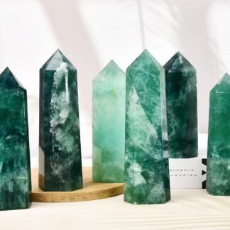 Natural Green Fluorite Obelisk Tower Large Healing Crystal Wand 6 Faceted Point Reiki Chakra Meditation Therapy 1.5-2.0 LBS