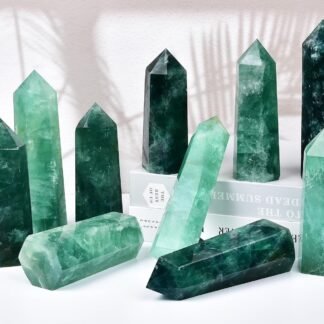 Natural Green Fluorite Obelisk Tower Large Healing Crystal Wand 6 Faceted Point Reiki Chakra Meditation Therapy 1.5-2.0 LBS