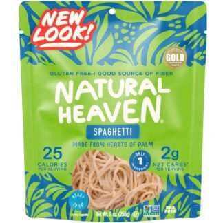 Natural Heaven Spaghetti Noodles, Hearts of Palm – Naturally Rich in Potassium, Low-Calorie Veggie Pasta, Keto & Gluten-Free Food, Vegan, 9 Oz Ea