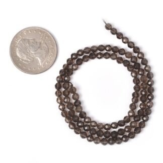 Natural Smoky Quartz 4mm Faceted Round Beads Loose Beads 16 Inch for Jewelry Making Beads