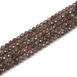 Natural Smoky Quartz 4mm Faceted Round Beads Loose Beads 16 Inch for Jewelry Making Beads